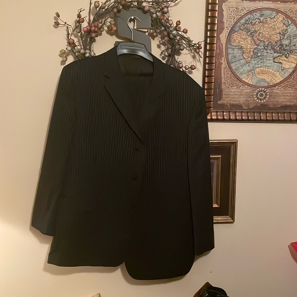 Black pin striped suit